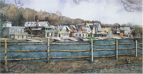 Boathouse Row 4 Santoleri limited Edition Print from Watercolor Painting