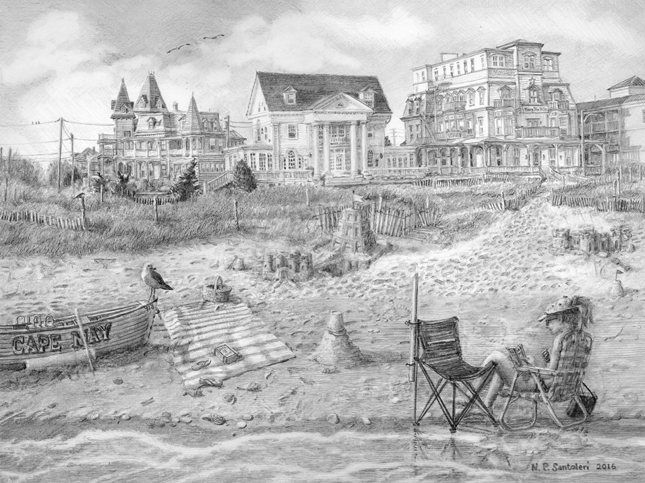 Cape May Castles Pencil Drawing By Santoleri