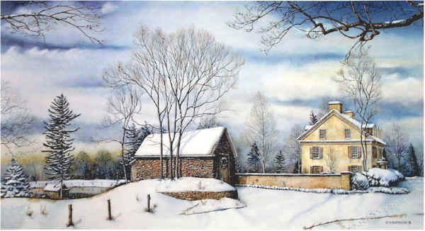 Open Edition Prints of "December Morning" watercolor painting by Santoleri