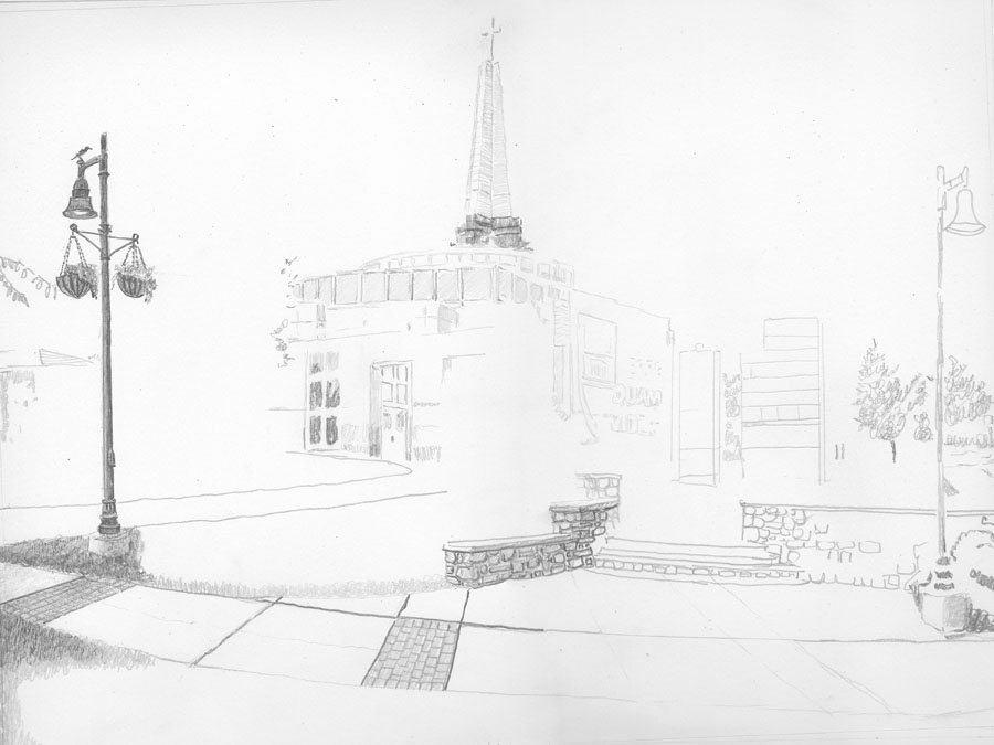 Episcopal Academy Pencil Drawing in Progress 01