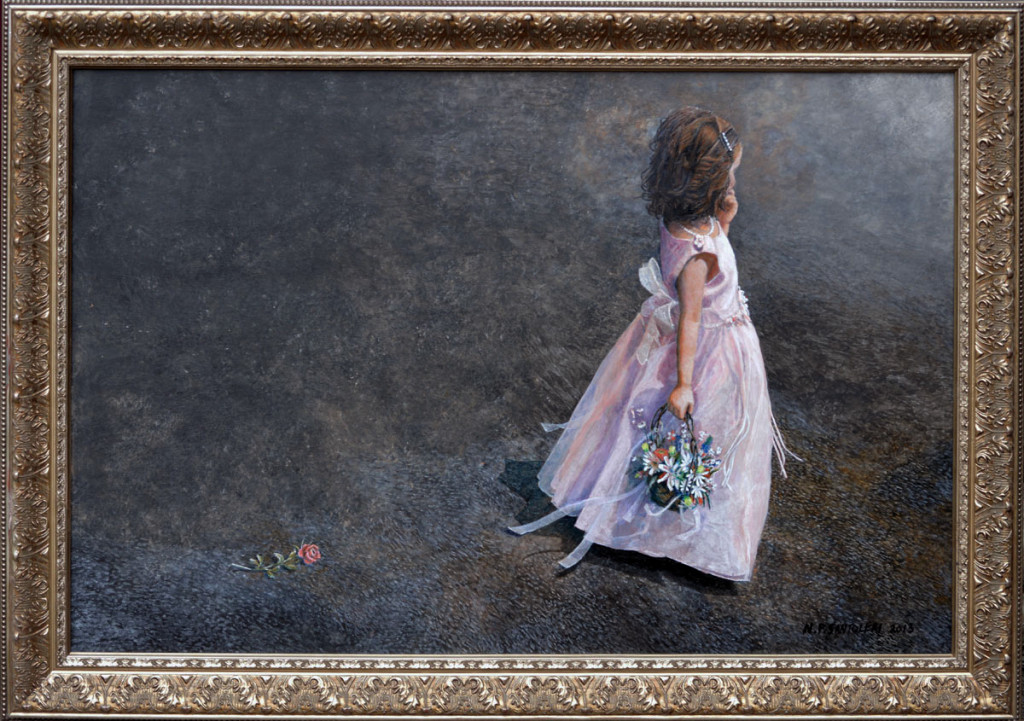 Flower Girl Painting by N. Santoleri - Oil and Acrylic Portraits