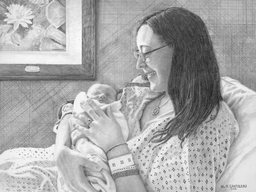 Open Edition Prints of "Frances and Fiona" Pencil Drawing by Nick Santoleri