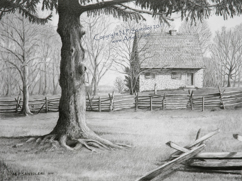 Prints of Hans Herr House pencil drawing by Santoleri