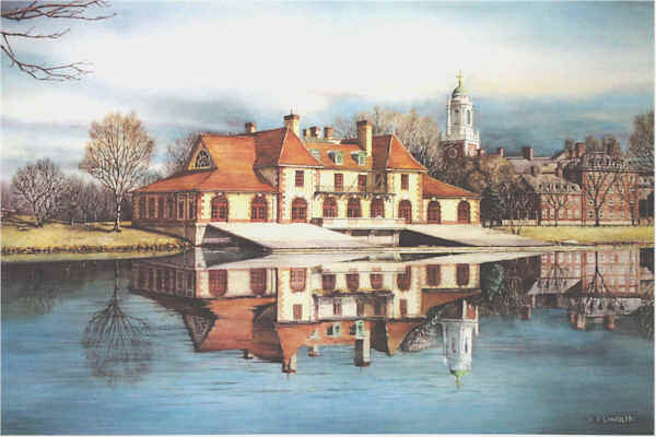 Harvards boathouse Santoleri limited Edition Print from Watercolor Painting