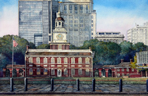 Independence Hall 3 by Santoleri limited edition prints from watercolor painting