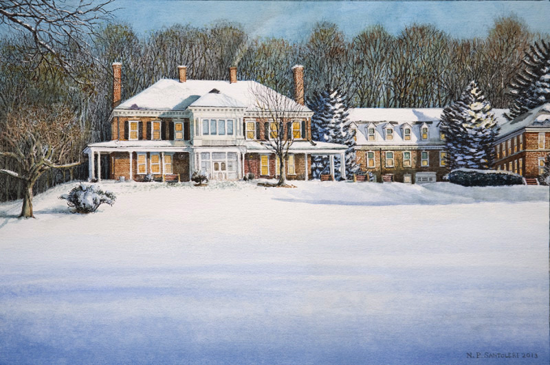 Malvern Retreat House by Chester County Watercolor Artist Nick Santoleri