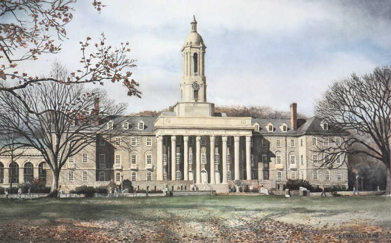 Penn State Old Main painting by Santoleri