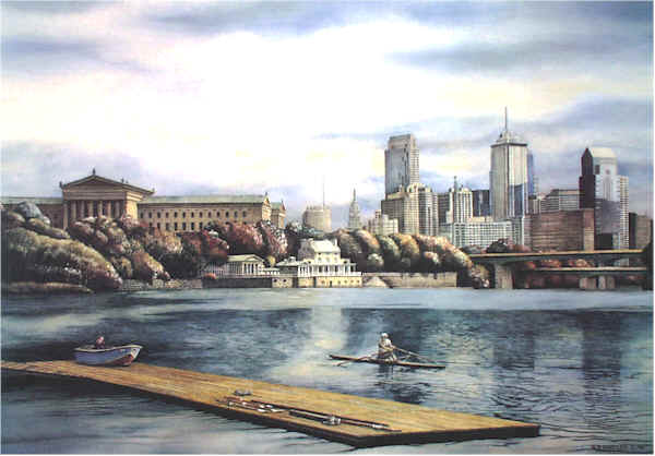 Philadelphia Skyline Santoleri limited Edition Print from Watercolor Painting