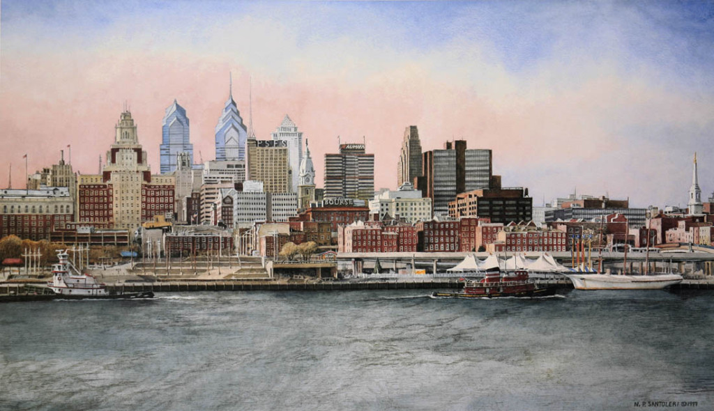 Philadelphia Skyline Santoleri limited Edition Print from Watercolor Painting