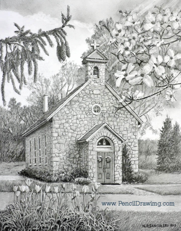 Open Edition Prints of Saint Mary's Chapel Drawing by Santoleri 