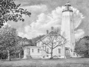 Sandy Hook Light - Pencil Drawing By N. Santoleri