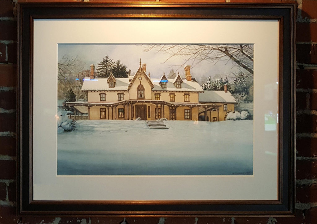 The Grange Estate Original Watercolor by Nicholas Santoleri Framed