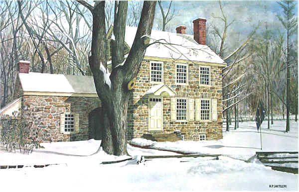 Washingtons Headquarters in Valley Forge Santoleri limited Edition Print from Watercolor Painting