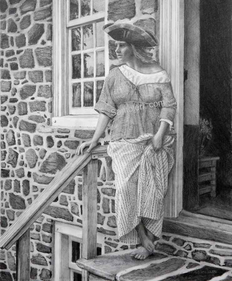 Prints of Woman With Tricorner Hat pencil drawing by Santoleri 2013