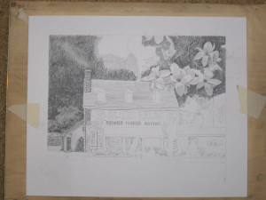 La Locanda restaurant drawing in progress 01 by N. Santoleri