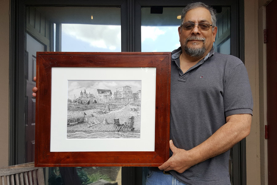 Cape May Castles Framed Pencil Drawing by Nick Santoleri