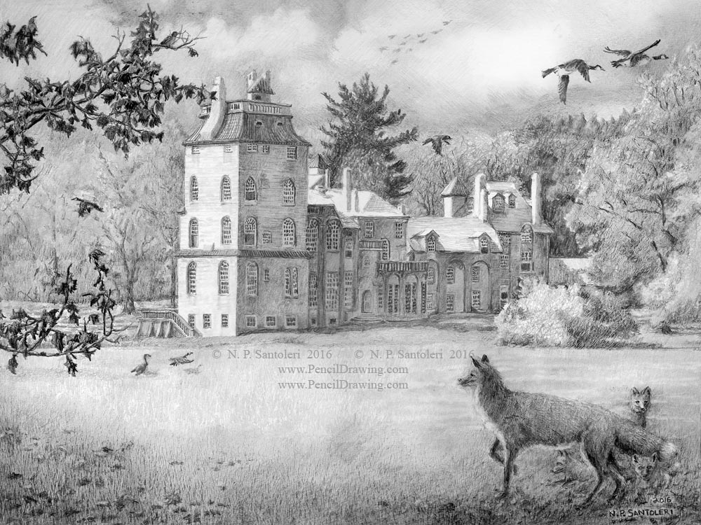Fonthill Castle Pencil Drawing by Santoleri Fonthill Castle Pencil Drawing by Santoleri