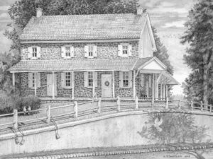 Newtown Square Quaker Meeting - Pencil Drawing by Santoleri