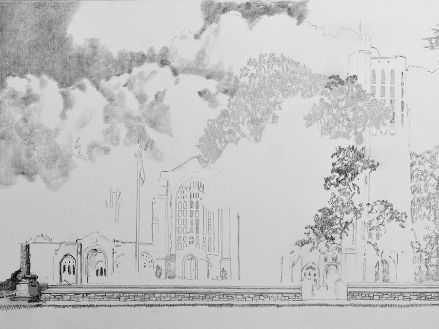 Washington Memorial Chapel Pencil drawing in progress 01 by Santoleri