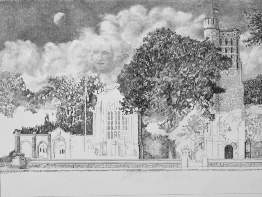 Washington Memorial Chapel Pencil drawing in progress 03 by Santoleri