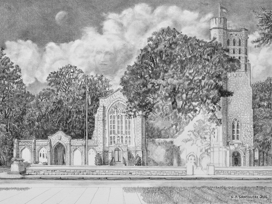 Washington Memorial Chapel Pencil drawing in progress 05 by Santoleri