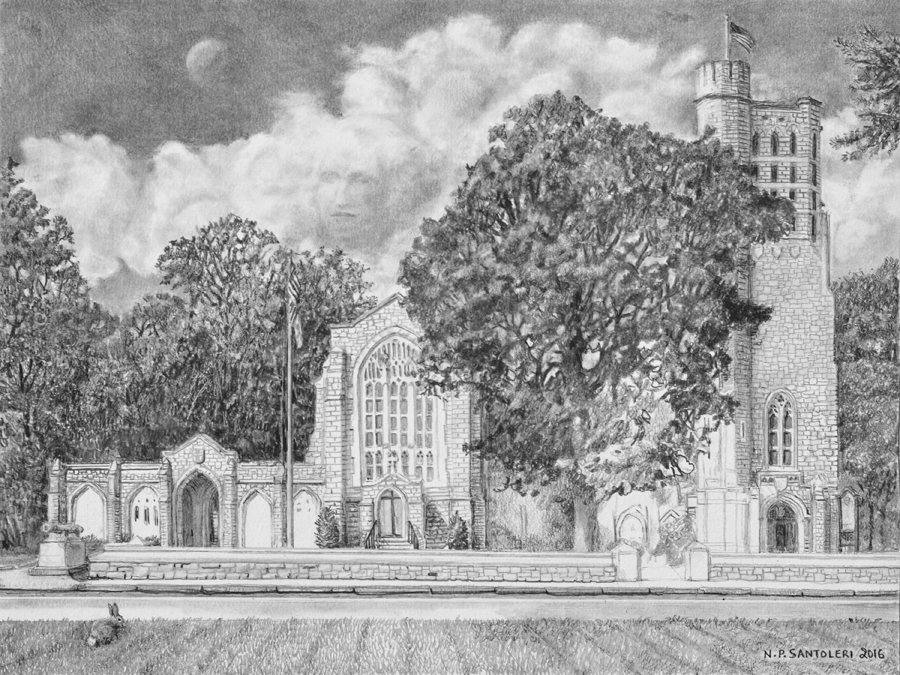 Washington Memorial Chapel Pencil drawing in progress 06 by Santoleri