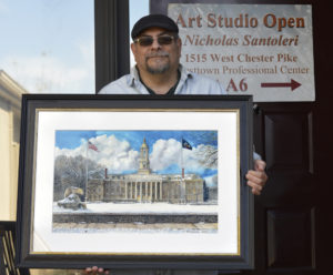 Penn State 2 Old Main Framed Original watercolor