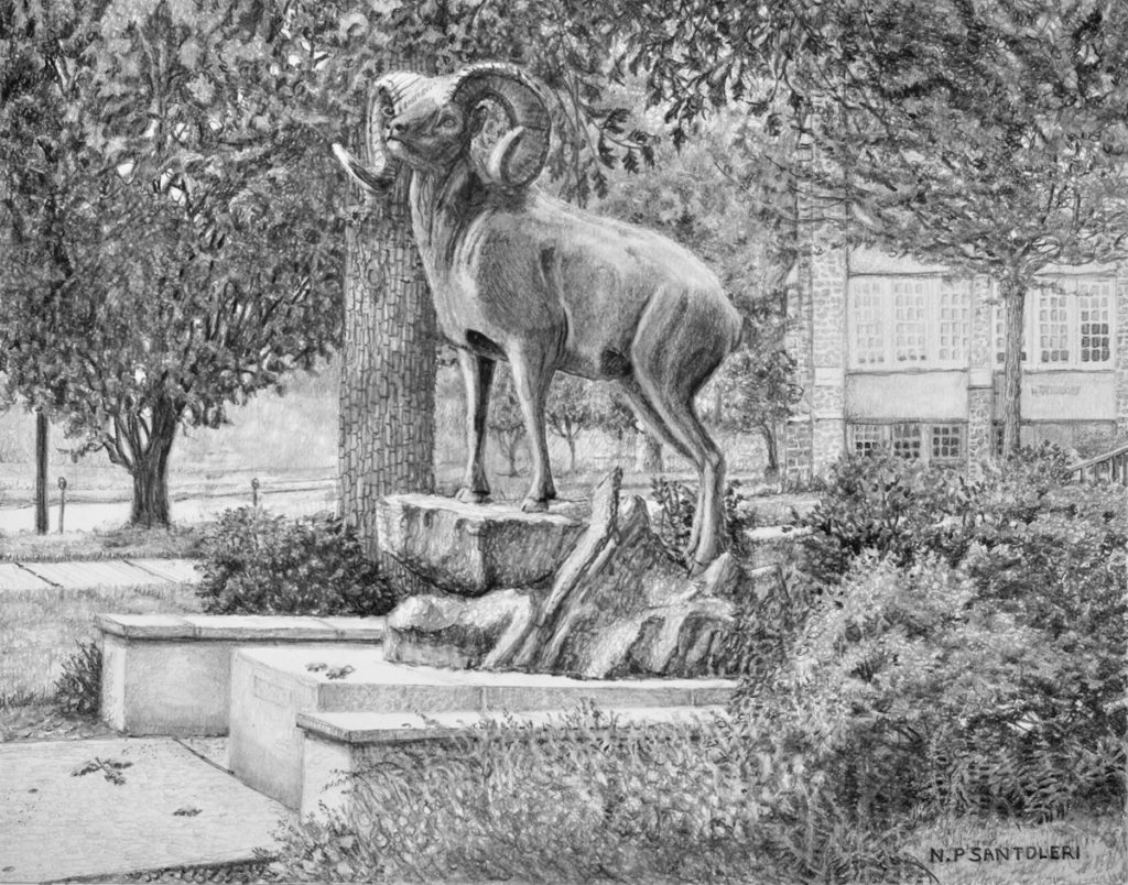 University art prints of Standing Guard a pencil drawing by Nick Santoleri