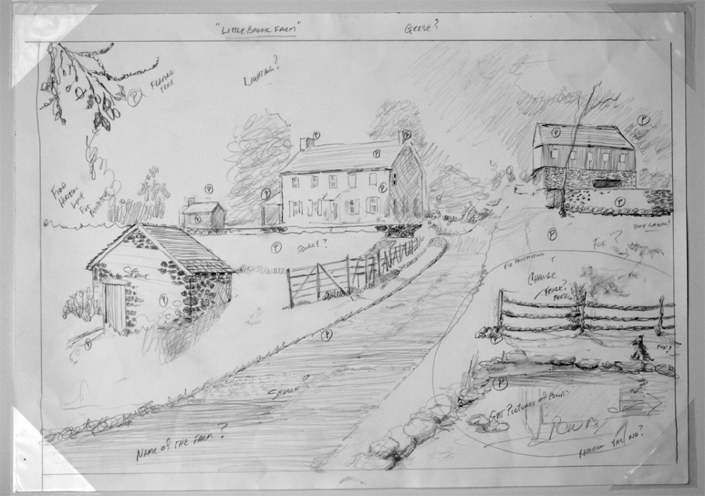 Little Brook Farm Compositional Drawing Plein air art