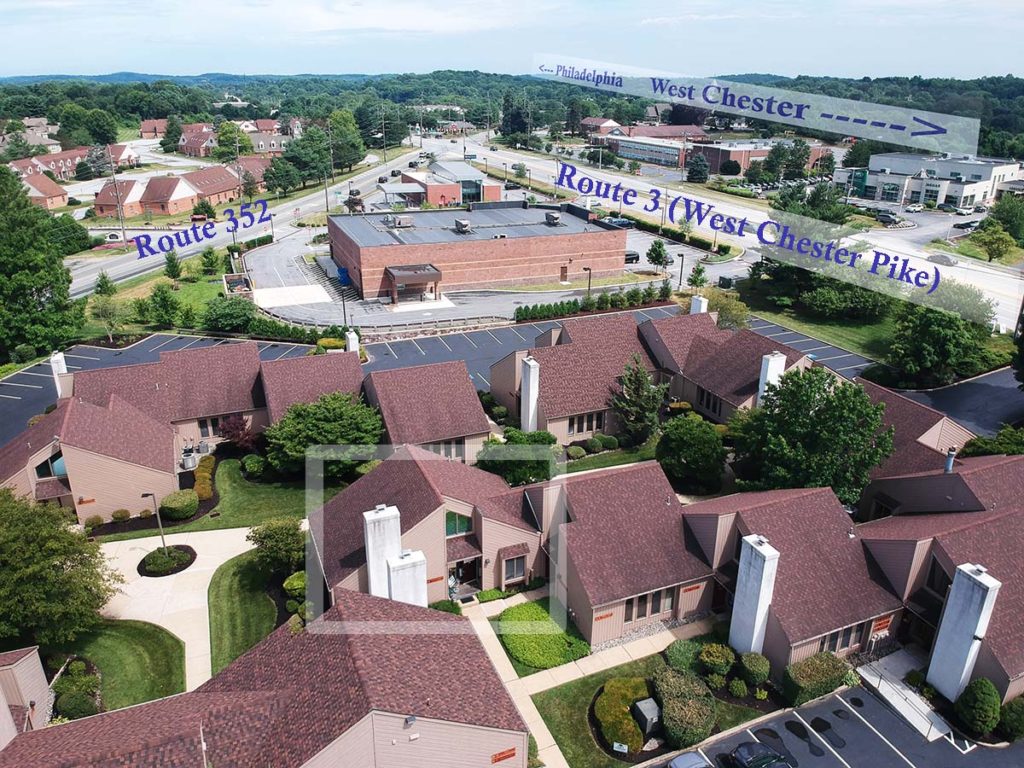 Aerial View of 1515 West Chester Pike - Chester County Art Studio